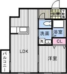リデーレ菊水2 1LDKの間取図画像