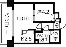 レオーネ中島公園 1LDKの間取図画像
