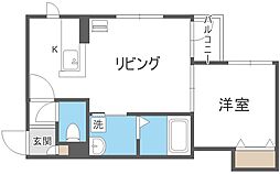ラージヒル中の島 1LDKの間取図画像