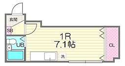 ヘアーコレクションビル ワンルームの間取図画像