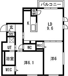 札幌市中央区北二条東8丁目マンション 2LDKの間取図画像