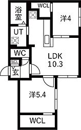 アレグリア本郷通7丁目 2LDKの間取図画像