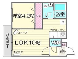 フェリオ栄通 1LDKの間取図画像