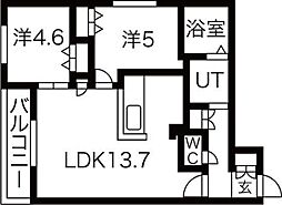 Rejoice東札幌(旧Alivis東札幌) 2LDKの間取図画像