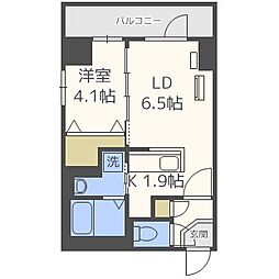 グランカーサ南6条 1LDKの間取図画像