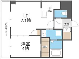 アルファスクエア中島公園 1LDKの間取図画像