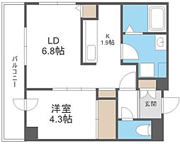 アルファスクエア中島公園 1LDKの間取図画像