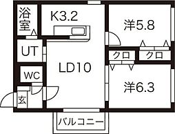 フィネスドマーニ 2LDKの間取図画像