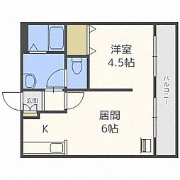 シティテラス南5条 1DKの間取図画像
