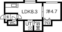 アスティ平岸 1LDKの間取図画像