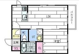 リデーレ平岸 1LDKの間取図画像