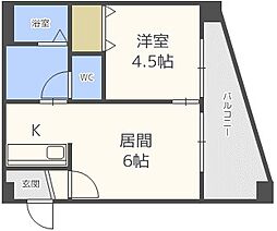 シティテラス南5条 1DKの間取図画像