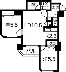 フォンテーヌ豊平 2LDKの間取図画像