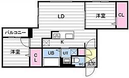 札幌市豊平区平岸三条10丁目マンション 2LDKの間取図画像
