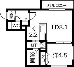 ノムラ新さっぽろ 1LDKの間取図画像