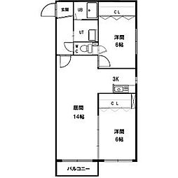 セントポーリアクラリス 2LDKの間取図画像