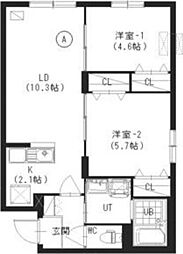 ITK栄通 2LDKの間取図画像