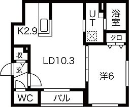 クラリス平岸2 1LDKの間取図画像