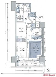 シティハウス目黒ザ・ツインSOUTH棟 2LDKの間取図画像