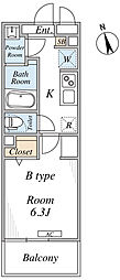 リブリ・agington 1Kの間取図画像