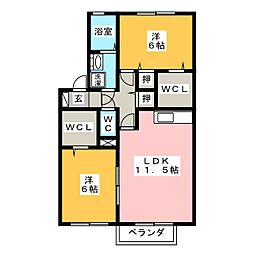 セゾン桜 2LDKの間取図画像