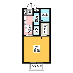 エルレーブ2A 1Kの間取図画像