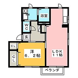 ステラ泉町 1LDKの間取図画像