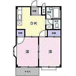 エルディム野村 2DKの間取図画像