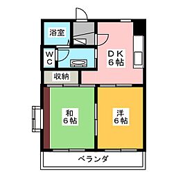 フェリース鈴木 2DKの間取図画像