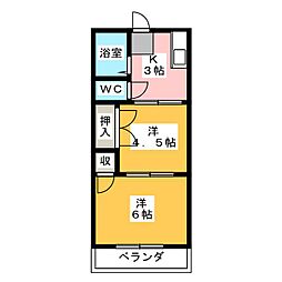 シティハイムワタナベ 2Kの間取図画像