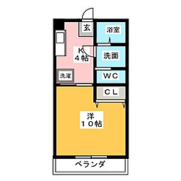 ファーヴル横割 1Kの間取図画像