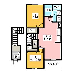 サンライズガーデン 2LDKの間取図画像