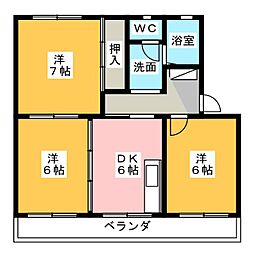 コーポ新富士 3DKの間取図画像
