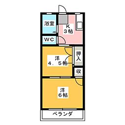 シティハイムワタナベ 2Kの間取図画像