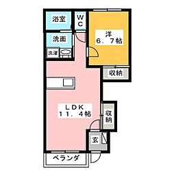 マリンテラスF 1LDKの間取図画像
