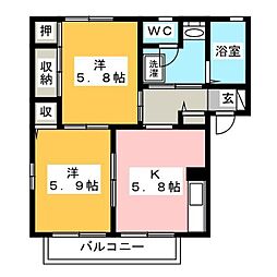 ガーデンハイツA 2Kの間取図画像
