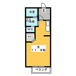 エクシール竪堀B ワンルームの間取図画像