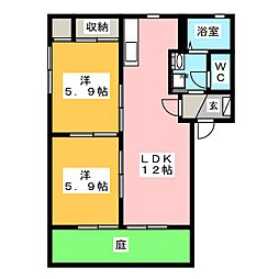 フォレストパルC 2LDKの間取図画像