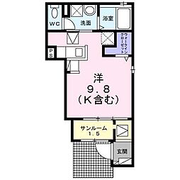リバーアイランド3 ワンルームの間取図画像