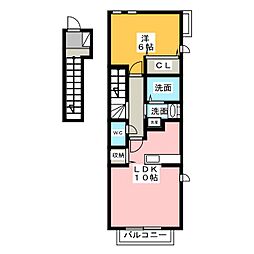 エレガント藤間2 1LDKの間取図画像