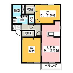 マリアローザB 2LDKの間取図画像