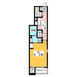 シャルマンドミール3 1Kの間取図画像