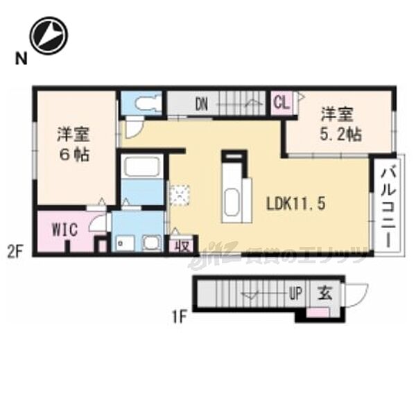 パラシオII 201｜滋賀県東近江市中小路町(賃貸アパート2LDK・2階・56.81㎡)の写真 その2