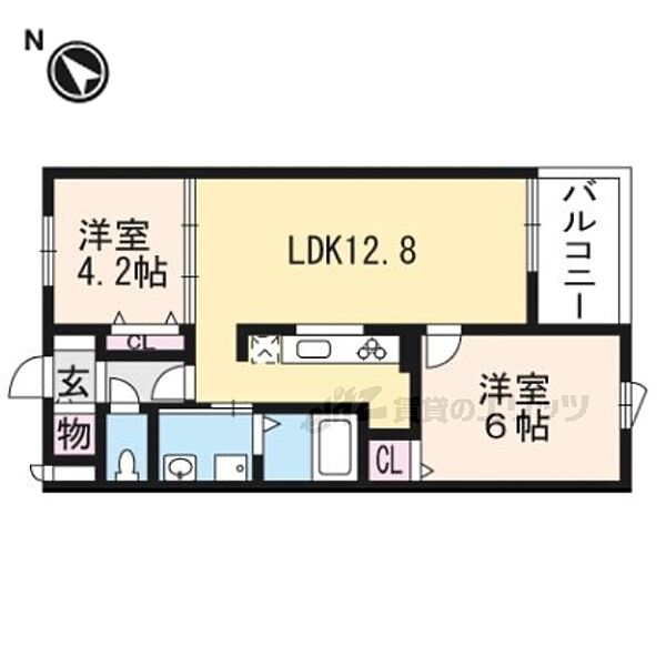 フューチャー栗東 203｜滋賀県栗東市坊袋(賃貸マンション2LDK・2階・50.63㎡)の写真 その2