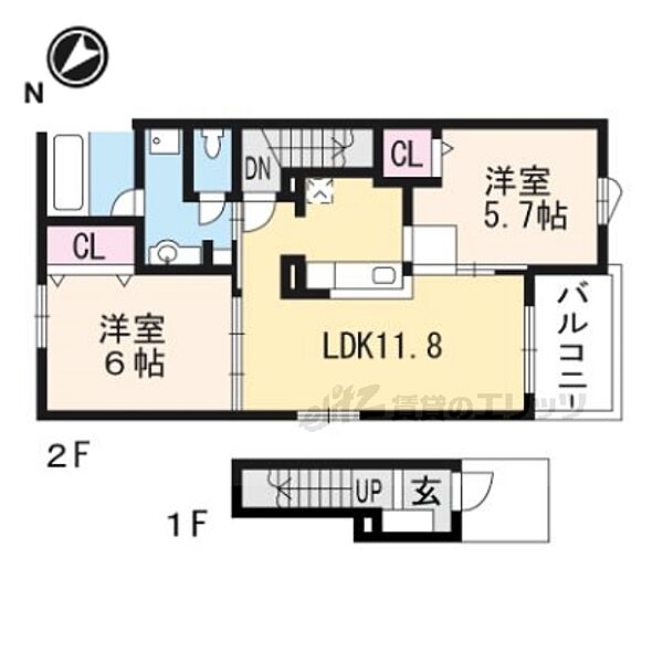 ラフェスタ 201｜滋賀県大津市仰木の里東8丁目(賃貸アパート2LDK・2階・56.68㎡)の写真 その2