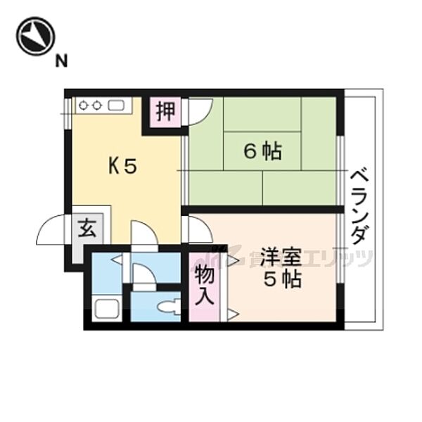 滋賀県草津市川原3丁目(賃貸マンション2DK・2階・35.00㎡)の写真 その2