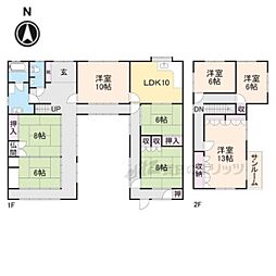 JR北陸本線 長浜駅 徒歩27分の賃貸一戸建て 1階8DKの間取り