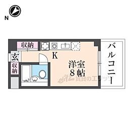 バックス大津雄琴レイクヒルズ 2階ワンルームの間取り