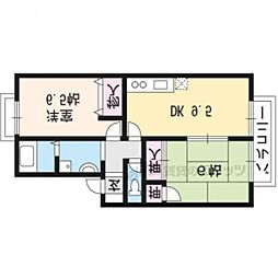JR東海道・山陽本線 瀬田駅 徒歩11分の賃貸アパート 2階2LDKの間取り