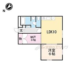 JR東海道・山陽本線 栗東駅 徒歩10分の賃貸アパート 2階1LDKの間取り